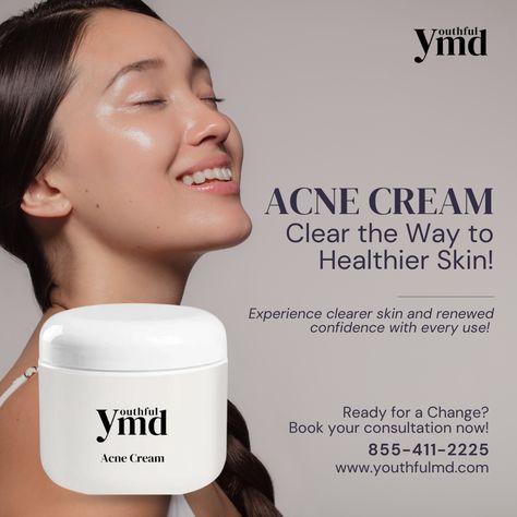 Struggling with breakouts? Our Acne Cream, featuring a potent blend of Benzoyl Peroxide and Clindamycin, is here to help you achieve the clear, healthy skin you’ve always wanted. 

👉 Ready to transform your skin? Shop now and take the first step toward a blemish-free future!

📞 Call us at 855-411-2225 or visit our website at www.youthfulmd.com to get started!
#acnesolution #clearskinJourney #healthyskin #YouthfulMD Clear Healthy Skin, Acne Cream, Acne Solutions, Benzoyl Peroxide, Clearer Skin, Take The First Step, Clear Skin, First Step, Healthy Skin