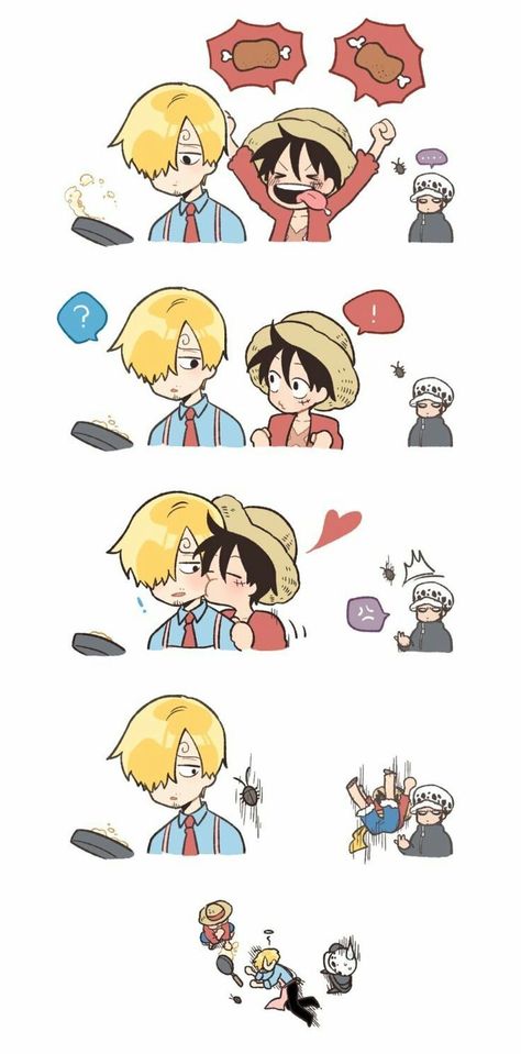 Law Cute One Piece, Cute Law One Piece, One Piece Ships Luffy X Law, One Piece Comic Luffy, Luffy Harem Comic, One Piece Sanji X Luffy, Everyone Loves Luffy, Demon Slayer X One Piece, One Piece Ships Luffy