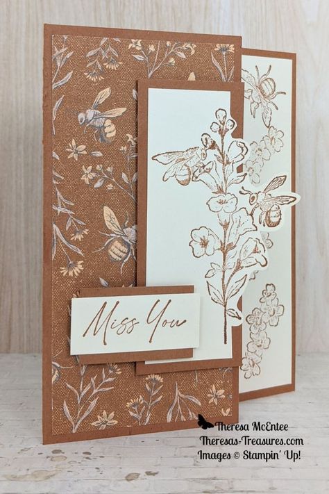 The Honeybee Home stamp set by Stampin Up is just gorgeous and allows you to create beautiful cards yourself! Honey Bee Home, Handmade Paper Craft, Something Positive, Meet New Friends, Wonderful Husband, Flip Cards, Miss You Cards, Bee Cards, Card Layouts