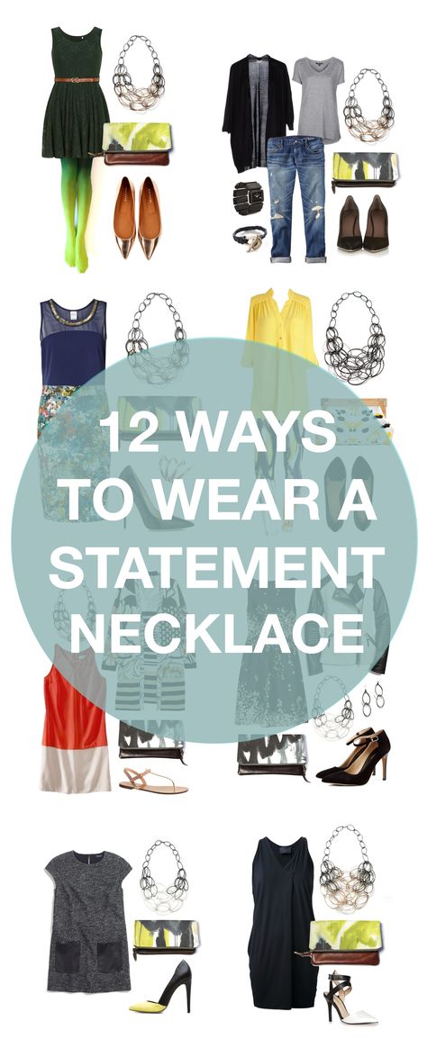 how to wear a statement necklace // 12 outfits that look better with a statement necklace via megan auman How To Style Statement Necklaces, How To Wear Statement Necklace, Neckline Necklace Guide, Statement Necklace Outfit, Statement Jewelry Necklace, Fancy Accessories, Necklace Outfit, Gold Diamond Necklace, Statement Necklaces