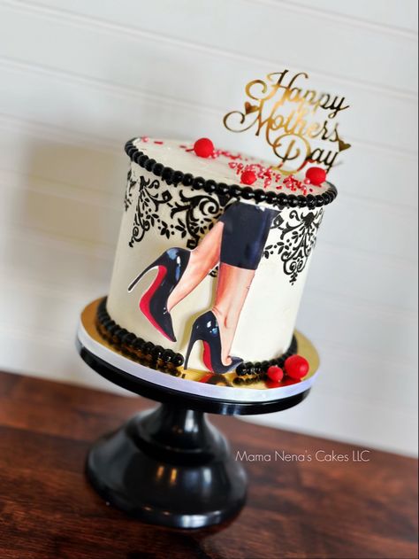 Black white red cake heels elegant cake Mother’s day cake Birthday Cake Elegant, Cake Elegant, Elegant Cake, Heels Elegant, Red Cake, Cakes For Women, Happy Mama, Elegant Cakes, Cake Board