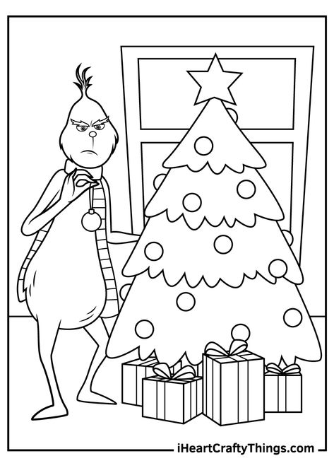 Grinch Coloring Pages Free Printable, Immagini Grinch, Grinch Printable, Grinch Drawing, Grinch Coloring Pages, Le Grinch, Christmas Tree Coloring Page, Christmas Coloring Sheets, Printable Christmas Coloring Pages