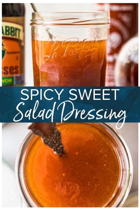 This Spicy Sweet Salad Dressing Recipe is a simple vinaigrette made with just 5 ingredients. It takes 5 minutes to make and is perfect to dress a variety of salads. Salad Dressing Recipes Spicy, Spicy Dressing Recipes, Sweet And Spicy Vinaigrette, Spicy Vinaigrette Dressing, Spicy Salad Dressing Recipes, Sweet Salad Dressing Recipes, Sweet Vinaigrette Dressing, Sweet Salad Dressing, Spicy Salad Dressing