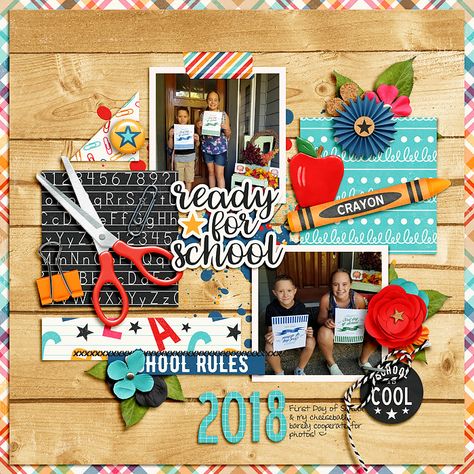 Scrapbook School Ideas, Back To School Scrapbook Layouts, Scrapbook Picture Ideas, Scrapbook Ideas School, School Scrapbook Ideas, School Layout, School Layouts, Scrapbook School, School Scrapbook Layouts