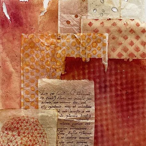 Paper Tearing Collage Ideas, Tea Stained Paper Art, Catherine Rains Collage, Laura Heine Collage Quilts Patterns, Collage Torn Paper, Used Tea Bags, Tea Bag Art, Art Demo, Sketchbook Pages