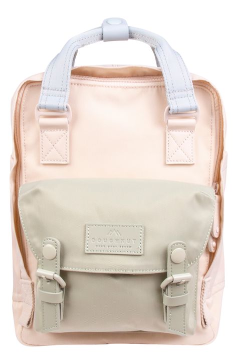 Doughnut Macaroon Mini Nature Pale Series Leather Trimmed Backpack available at #nordstromrack Macaroons, Leather Trims, Repellent, Water Repellent, Shoulder Straps, Fashion Backpack, Camera Bag, Satchel, Ipad