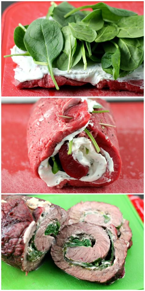 Easy Stuffed Flank Steak Pinwheels - The Weary Chef Flank Steak Pinwheels, Stuffed Flank Steak, Steak Pinwheels, Meat Roll, Pinwheel Recipes, Beef Meat, Fool Proof Recipes, Flank Steak, Beef Dishes