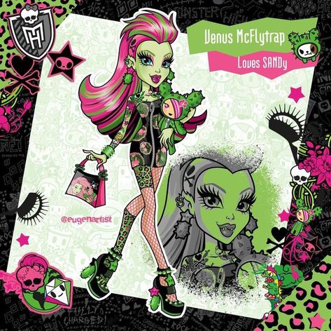 Monster High Venus Mcflytrap, Venus Mcflytrap, Arte Monster High, Cartoon Style Drawing, Punk Aesthetic, Monster High Characters, Cute Art Styles, Gothic Art, Monster High