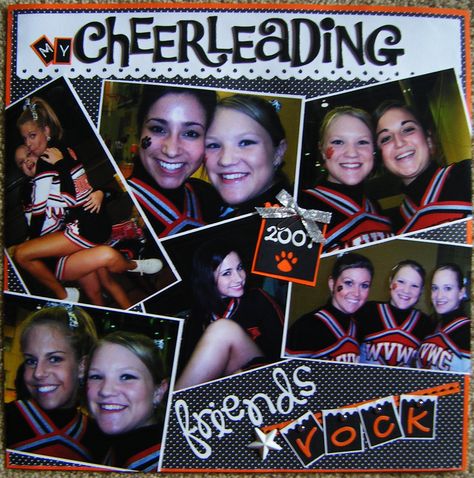 Cheerleading Friends - Scrapbook.com Scrapbooking Dance, Scrapbook For Best Friend, Outdoors Scrapbook Layouts, Senior Scrapbook Ideas, Senior Year Scrapbook, Scrapbook Page Ideas, Scrapbooking Sports, Cheer Competition, School Scrapbook Layouts