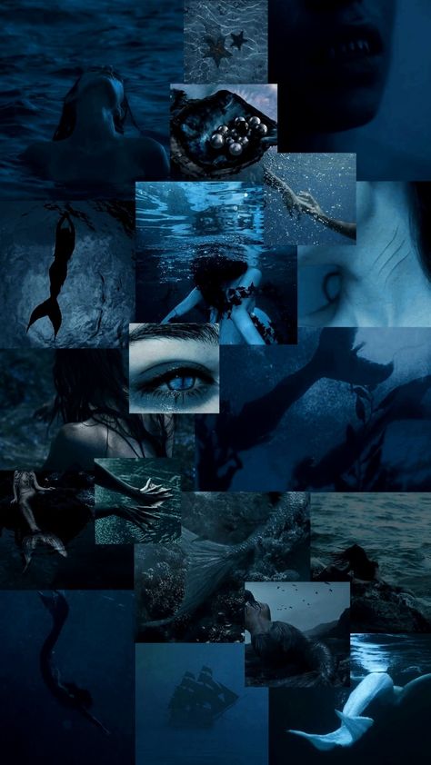 Siren Aesthetic Blue, Blue Mermaid Aesthetic, Dark Mermaid Aesthetic, Corpse Bride Art, Aesthetic Collage Wallpaper, Siren Aesthetic, Dark Mermaid, Daughter Of Poseidon, Cute Summer Wallpapers