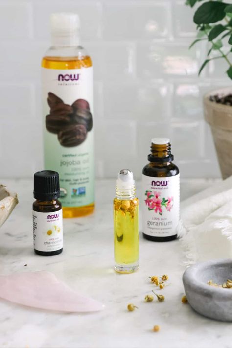 How to Do Gua Sha Face Massage with Essential Oils (+ Blends for Every Skin Type) Gua Sha Oil Diy, Essential Oils Perfume Recipes, Oil Face Massage, Face Massage Oil, Carrot Seed Essential Oil, Essential Oil Perfumes Recipes, Now Essential Oils, Essential Oil Beauty, Essential Oils Blends