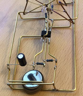 We’re Dreaming of a Circuit Sculpture Christmas | Hack a Day | Bloglovin’ Circuit Sculpture, Electric Art, Steam Engine Model, Christmas Hacks, Electronics Mini Projects, Audio Amplifier, Circuit Diagram, Electronic Art, Electronics Projects