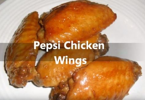 Pepsi Chicken Wings Recipe with Video | I Heart Recipes Pepsi Chicken Recipes, Pepsi Recipes, Pepsi Chicken, Chicken Wing Marinade, Coke Chicken, Wing Dings, I Heart Recipes, Heart Recipes, Chicken Wings Recipe