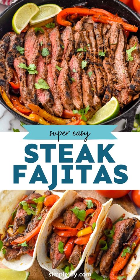 Steak Fajitas are perfect dinner to make this week. You can easily make this steak fajita recipe ahead of time and come home to a dinner the whole family loves. Dinner Peppers, Fajitas Dinner, Beef Fajita Marinade, Steak Fajita Marinade, Beef Fajita Recipe, Easy Steak Fajitas, Steak Fajita Recipe, Fajita Marinade, Healty Dinner