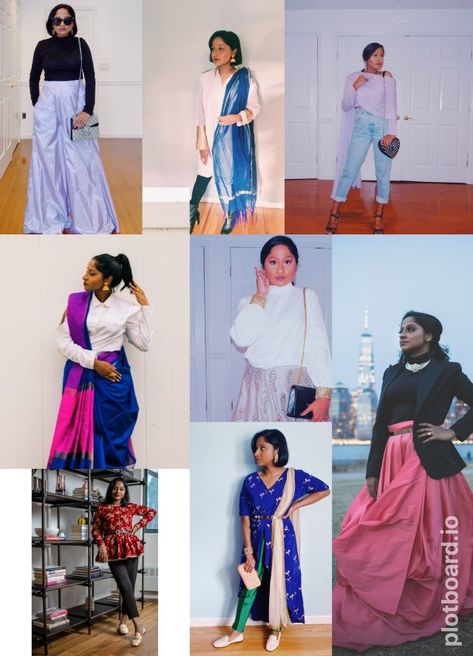 So I am sure y’all are like me and have observed the Desi Fusion trend in everyday dressing. This is a particular favorite of mine because I strongly support a multi-functioning wardrobe. And as a South Asian woman, there was nothing more frustrating to me than having two separate wardrobes. Talk about WASTE. So, a ... The post Top Desi Fusion Style Wardrobe Must-Haves appeared first on Urban Asian. South Asian Inspired Outfits, Desi Fusion Outfits, Asian Inspired Outfits, Indowestern Fashion, Crop Top Saree, Desi Fusion, Fusion Outfits, Asian Fashion Trends, South Asian Fashion