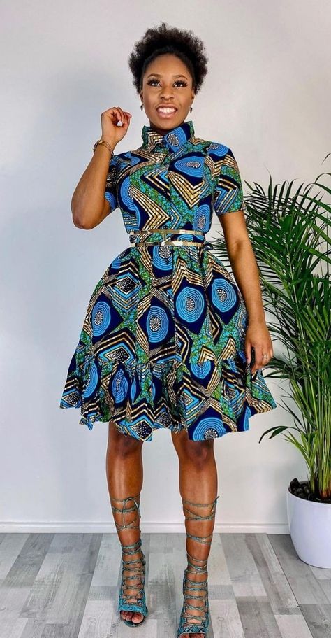 Kitenge Skater Dress Designs, Kitenge Shirt Dresses For Ladies, Kitenge Designs For Young Ladies, Chitenje Styles, Best African Dress Designs, African Dress Patterns, Chitenge Outfits, Kitenge Dress, Kitenge Designs