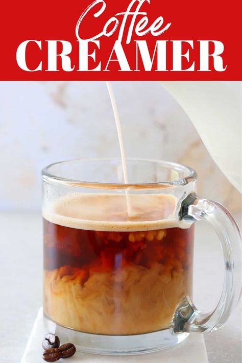 This Homemade Coffee Creamer is made with just 3 simple ingredients: half and half, brown sugar and vanilla extract! No sweetened condensed milk needed. Homemade Coffee Creamer No Condensed Milk, Homemade Creamer Without Condensed Milk, Creamer Without Condensed Milk, Simple Homemade Coffee Creamer, Coffee Creamer Without Condensed Milk, Homemade Coffee Creamer Without Condensed Milk, Diy Creamer Without Condensed Milk, Homemade Creamer With Half And Half, Homemade Coffee Creamer Half And Half