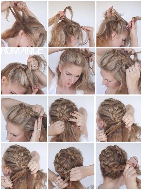 Dutch crown braid Cute Prom Hairstyles For Short Hair Crown Braids, French Braid Crown Tutorial, Braided Crown Hairstyles Short Hair, How To Do A Crown Braid Step By Step, Braided Coronet Hairstyle, Crown Braid Short Hair, Coronet Braid, Braid Crown Short Hair, Dutch Crown Braid