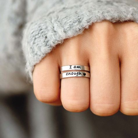 Ringing in a new era of self-love. This isn't just a ring; it's a sparkling symbol of your renaissance. ✨ #foryou #strength #motivation #jewelry #nationalsuicidepreventionmonth #mentalhealth #pennyleetn I Am Enough, Granddaughter Gift, Motivational Gifts, Self Worth, You Are Enough, Back To School Gifts, Premium Gift, You Are Perfect, Inner Strength