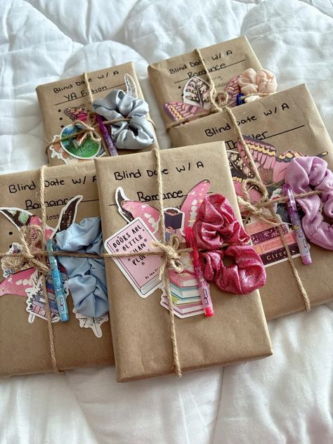 Blind Date With A Book Package Mystery Book Book Gift Bookish Surprise Book - Etsy Cute Ways To Wrap A Book, Book Party Activities, Book Gifting Ideas, Book Club Goodie Bags, Mystery Book Gift, Date With A Book Ideas, Book Themed Games, Blind Book Date Ideas, Friends Book Ideas