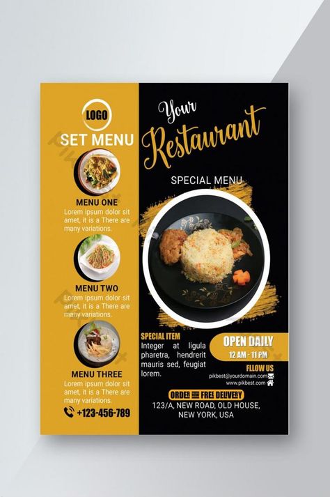 Fast Food Restaurant Menu Stylish Flyer#pikbest#Templates#Flyer#Promotion Dangler Design, Restaurant Advertising, Menu Flyer, Restaurant Specials, Food Menu Design, Leaflet Design, Food Graphic Design, Restaurant Menu Design, Food Poster Design