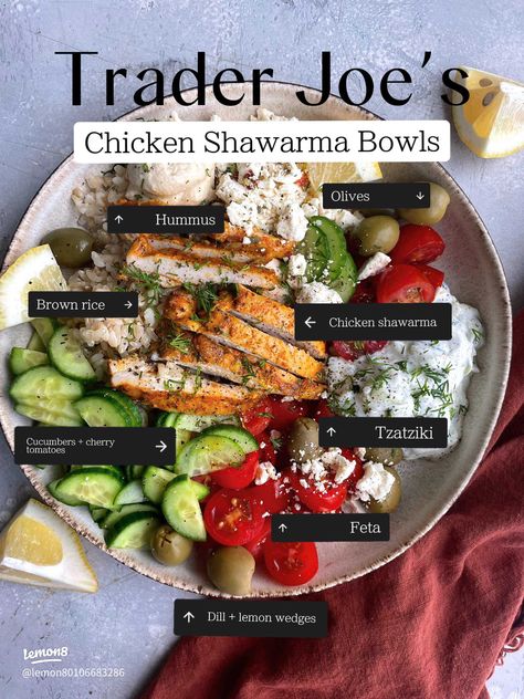 Trader Joe’s chicken shawarma bowls🍅 | Gallery posted by Dashofmandi | Lemon8 Trader Joe’s Mediterranean Bowl, Trader Joes Chicken Shawarma Bowls, Trader Joes Schwarma Chicken Bowl, Trader Joe’s Greek Bowl, Trader Joe Mediterranean, Trader Joes Greek Bowl, Trader Joe’s Recipes Summer, Trader Joes Mediterranean Bowl, Trader Joe’s Swarma Chicken