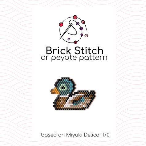 Duck Bead Pattern, Brick Stitch Tutorial, Miyuki Beads Pattern, Seed Bead Jewelry Patterns, Diy Seed Bead Earrings, Wild Duck, Bead Loom Designs, Pendant Keychain, Miyuki Delica Beads