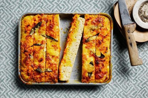 Sink your teeth into Phoebe Wood's flavoursome sweet potato and sage focaccia with havarti recipe - it's perfect for sharing with friends and family. Sage Focaccia, Easy Focaccia Recipe, Foccacia Recipe, Sharing With Friends, Foccacia Bread, Rosemary Focaccia, Italian Dinner Party, Focaccia Recipe, Weekend Dinner