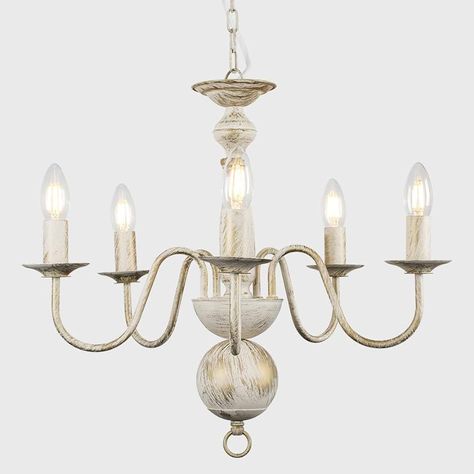 Traditional 5 Way Flemish Style Ceiling Light Chandelier Fitting in a Shabby Chic Distressed White Effect Finish : Amazon.co.uk: Lighting White Ceiling Light, Clear Candles, Ceiling Light Fittings, Geometric Chandelier, Candle Style Chandelier, 5 Light Chandelier, White Ceiling, Candle Styling, Light Candle