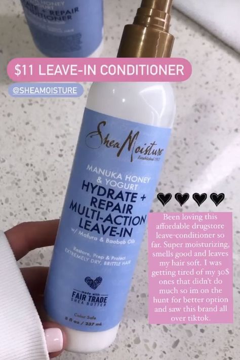 This is one of my favorite drugstore findsit's such a good leave-in conditioner and only $11it's lightweight but moisturizing and i use it everytime i wash my hairi like that it's light enough you can layer with other products and your hair doesn't get weighed downyou can find it on amazon or target and sometimes tjmaxxCheck out my insta @shoppingsnob for all my finds*haircare beauty skincare products amazon* Water Based Leave In Conditioner, Good Shampoo And Conditioner For Wavy Hair, Best Drugstore Leave In Conditioner, Drugstore Leave In Conditioner, Best Leave In Conditioner For Curly Hair, Shea Moisture Leave In Conditioner, Curly Hair Leave In Conditioner, Best Leave In Conditioner, Conditioner For Damaged Hair