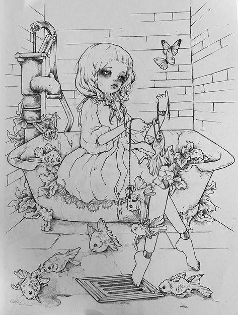 Fairycore Coloring Pages, Cottagecore Coloring Pages Free Printable, Jade Summer Coloring Pages, Jade Summer Coloring Pages Finished, Anime Fairy Coloring Pages, Tomislav Tomic, Moda Grunge, Summer Coloring, Love Coloring Pages