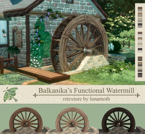 LunamothSims' Enchanted Mill: Functional Watermill Recolor (Accessories, Alpha CC, Build, Doors & Deco) — SNOOTYSIMS Sims 4 Beam Cc, Sims 4 Tudor Cc, Sims 4 Cottage, Hobbit Door, Alpha Cc, Tudor Era, Cottage Door, Tudor History, Sims House Plans