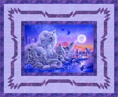 By the light of the magical Full Moon, Arctic and North Woods wildlife come together in a Peaceable Kingdom in this week’s exclusive eQuilter Free Quilt Pattern. This digital-printed panel has been one of our most popular new introductions, and … Continue reading → Woodland Fabric, Moon Song, Animal Quilts, Pattern Code, Personalized Quilt, My Sewing Room, American Spirit, Panel Quilts, Free Quilting