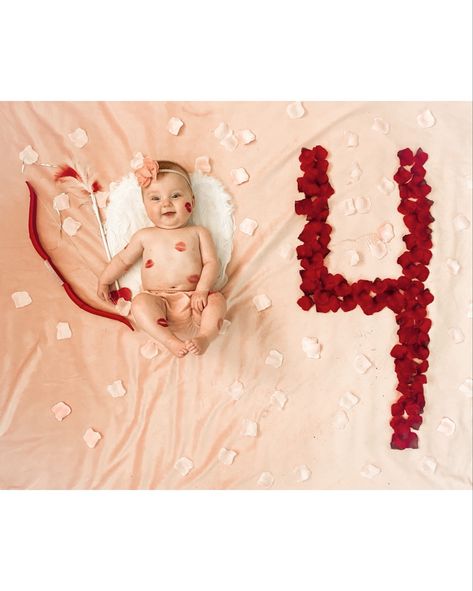 #valentine #february #love #hearts #pink #babygirl #milestone #milestonephoto #roses #cupid #cupidcostume #baby Baby Cupid Photoshoot, February Monthly Baby Picture, February Baby Photoshoot, February Milestone Baby Picture, First Valentines Day Baby Pictures, Valentine Baby Photo Shoot, Valentines Baby Photos, Rose Photoshoot, Valentines Photoshoot