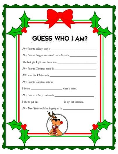 Guess who I am Game by 31 Flavors of Design | TPT Christmas Eve Games, Fun Holiday Games, Christmas Gift Games, Christmas Party Activities, Xmas Games, Eve Game, Fun Christmas Party Games, Fun Christmas Games, Christmas Games For Family