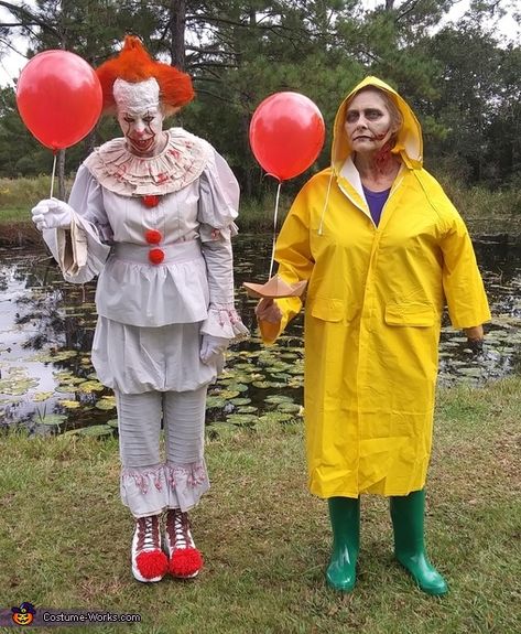 Pennywise and Georgie Costume - 2019 Halloween Costume Contest Penny Wise Couple Costume, Penny Wise And Georgie Costume Couple, Scary Halloween Costume Ideas For 2 Best Friends, Halloween Costumes For 2 Scary, It And Georgie Costume Couple, Penny Wise And Georgie Costume, Georgie Halloween Costume, Pennywise And Georgie Costume Couple, Penny Wise Costume