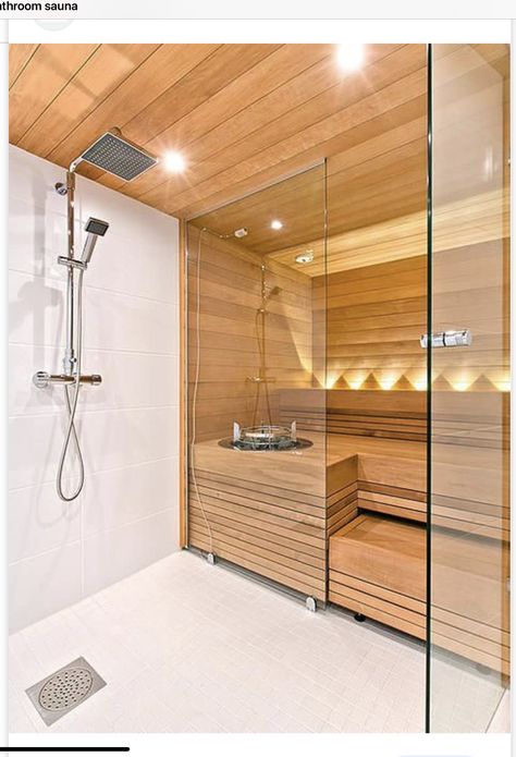 Garage Sauna, Shower Layout, Sauna Bathroom Design, Spa In Casa, Sauna Ideas, Building A Sauna, Sauna Shower, Diy Bathroom Design, Sauna Diy