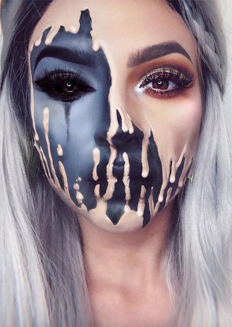 Halloween Pauroso, Make Up Diy, Melting Face, Fantasy Make-up, Halloween Gesicht, Halloweenský Makeup, Halloween Make-up Looks, Halloween Beauty, Halloween Makeup Pretty