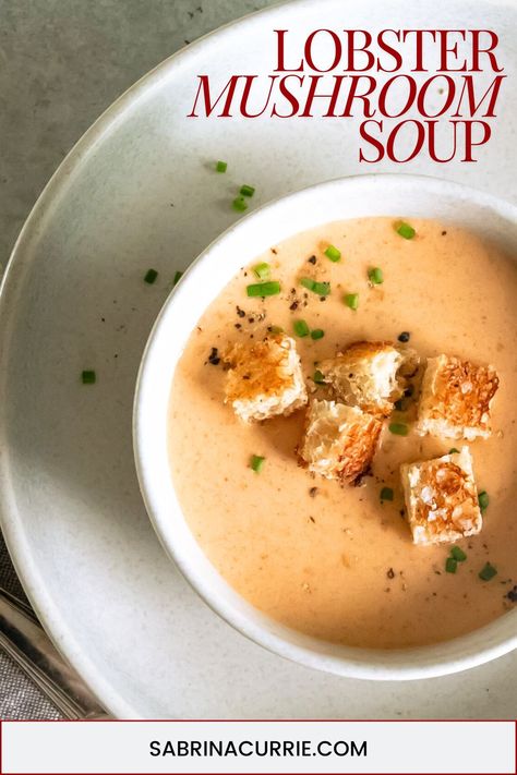 This comforting and creamy soup is a great way to use wild lobster mushrooms! Easily make this plant-based recipe vegan by using vegetable stock and vegan nut or coconut cream in place of dairy. Serves 4 as a main course or 6 as an appetizer. Lobster Mushroom Bisque, Lobster Mushroom Recipes Vegan, Lobster Mushroom Recipes, West Coast Kitchen, Mushroom Bisque, Mushroom Recipes Vegan, Lobster Mushroom, Wild Mushroom Soup, Coast Kitchen