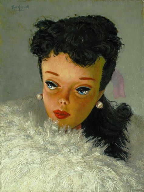 Barbie Painting, Vintage Barbie Clothes, Fur Stole, Barbie Patterns, Lowbrow Art, Hyperrealism, Photorealism, White Fur, Her World