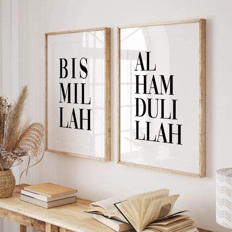 Islamic Wall Art, Set of 2 Islam Prints, Muslim Diptych, Islamic Gifts, Bismillah Alhamdullilah Printable Art Black & White, Islamic Poster - Etsy Ireland Islamic Poster, Wall Art Set Of 2, Art Set Of 2, Islamic Posters, Bold Typography, Islamic Wall Art, Islamic Gifts, Wall Art Set, Art Black