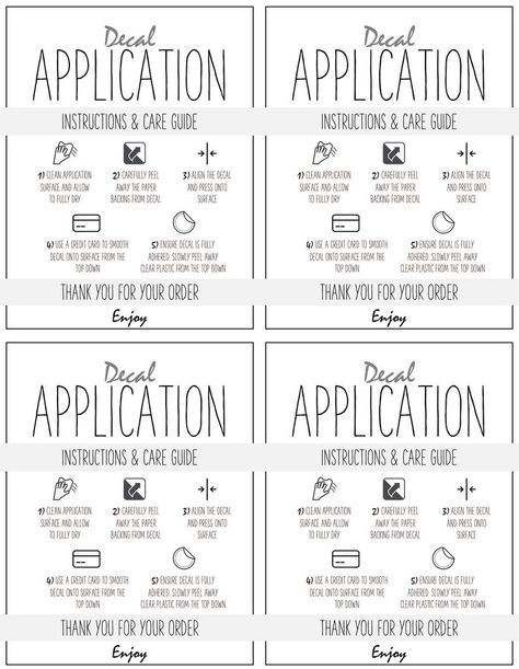 Decal Application Instructions Free, Car Decal Instructions For Customers, Cricut Tricks, Cricut Projects Easy, Order Cards, Cricut Hacks, Business Printables, Svg Ideas, Small Business Planner