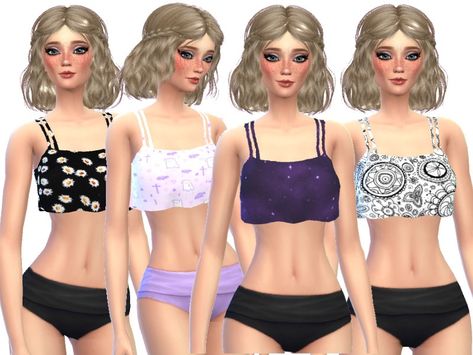 The Sims Resource - Tumblr Themed Swim Top Bathing Suit Tops, Sims Ideas, Bathing Suit Top, Sims 4 Clothing, Sims Cc, Swim Top, Outfits For Teens, The Sims