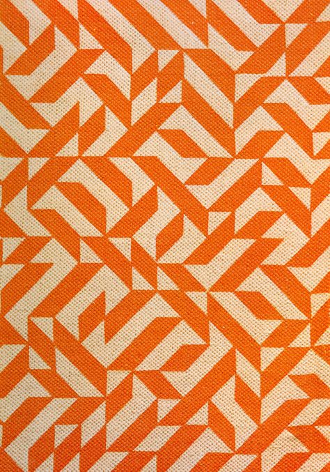 Anni Alber's Eclat pattern. Originally designed in 1974 as an upholstery pattern, Anni Albers' Eclat, was first produced printed on a cotton/ linen ground in various scales and color combinations. Reintroduction into the market as part of Knoll's 60th anniversary archival collection celebration in June 2007, Eclat, renamed Eclat Weave, is now produced as a woven, rather than printed, upholstery. Bauhaus Textiles, Anni Albers, Motifs Textiles, Walter Gropius, Josef Albers, Design Textile, Orange Is The New Black, Wassily Kandinsky, Op Art