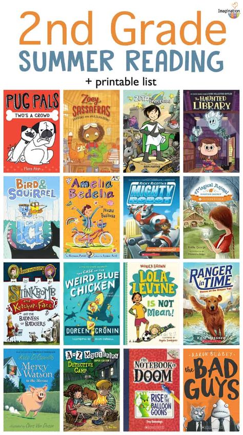 Second Grade Summer Reading List with Printable Book List 2nd Grade Summer Reading List, Books For Second Graders, Readers Advisory, Second Grade Books, 2nd Grade Books, Homeschool Books, Read Aloud Books, Kid Projects, 2nd Grade Reading