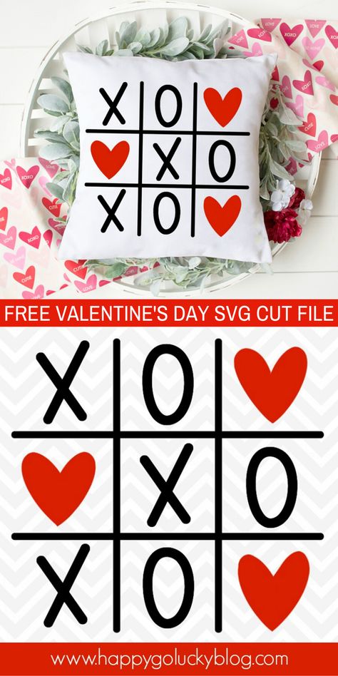 Valentines Day Pillows, Valentines Cricut, Valentine Cricut, Cricut Valentines Projects, Cricut Valentines, Tic Tac Toe Valentine, Seasonal Tree, Valentine Pillow, Free Cricut Svg