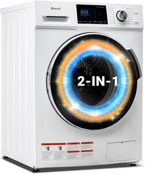 The Ventless Washer Dryer Combo features an LED display that allows you to select a wash program, check the remaining time, and adjust other settings. With 16 laundry programs, it caters to different types of laundry, ensuring effective cleaning and care for your clothes. Washer And Dryer Combo, Compact Washer And Dryer, Portable Washing Machine, Clothes Washing Machine, Barndominium Floor Plans, Washer Dryer Combo, Front Load Washer, User Guide, Washer Dryer