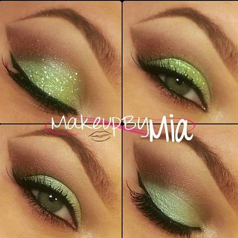 #Minteyeshadow Tinkerbell Makeup, Saint Patricks Day Makeup, Disney Princess Makeup, Princess Makeup, Green Eyeshadow, Day Makeup, Manicure Y Pedicure, Tinker Bell, Makeup For Green Eyes