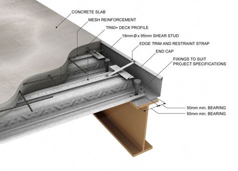 structural metal deck: great strength, light weight and high speed construction. Most common method of attaching steel decking to the supporting framework is welding. #Construccion Steel Deck Framing, Concrete Deck, Deck Framing, Metal Deck, Deck Construction, Steel Magnolias, Plans Architecture, Danielle Steel, Steel Deck