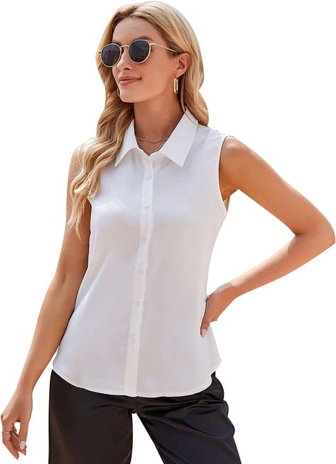 Great for warm weather under your FFA Jacket. Ffa Official Dress, Ffa Jacket, Business Casual Blouse, Sleeveless Button Down Shirt, White Collared Shirt, Classic Blouses, Shape Of You, Collared Shirt, Work Blouse